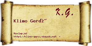 Klimo Gerő névjegykártya